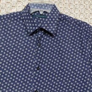 Perry Ellis Shirt Men's Sz S Blue Floral White  Long Sleeve Button Up Collared